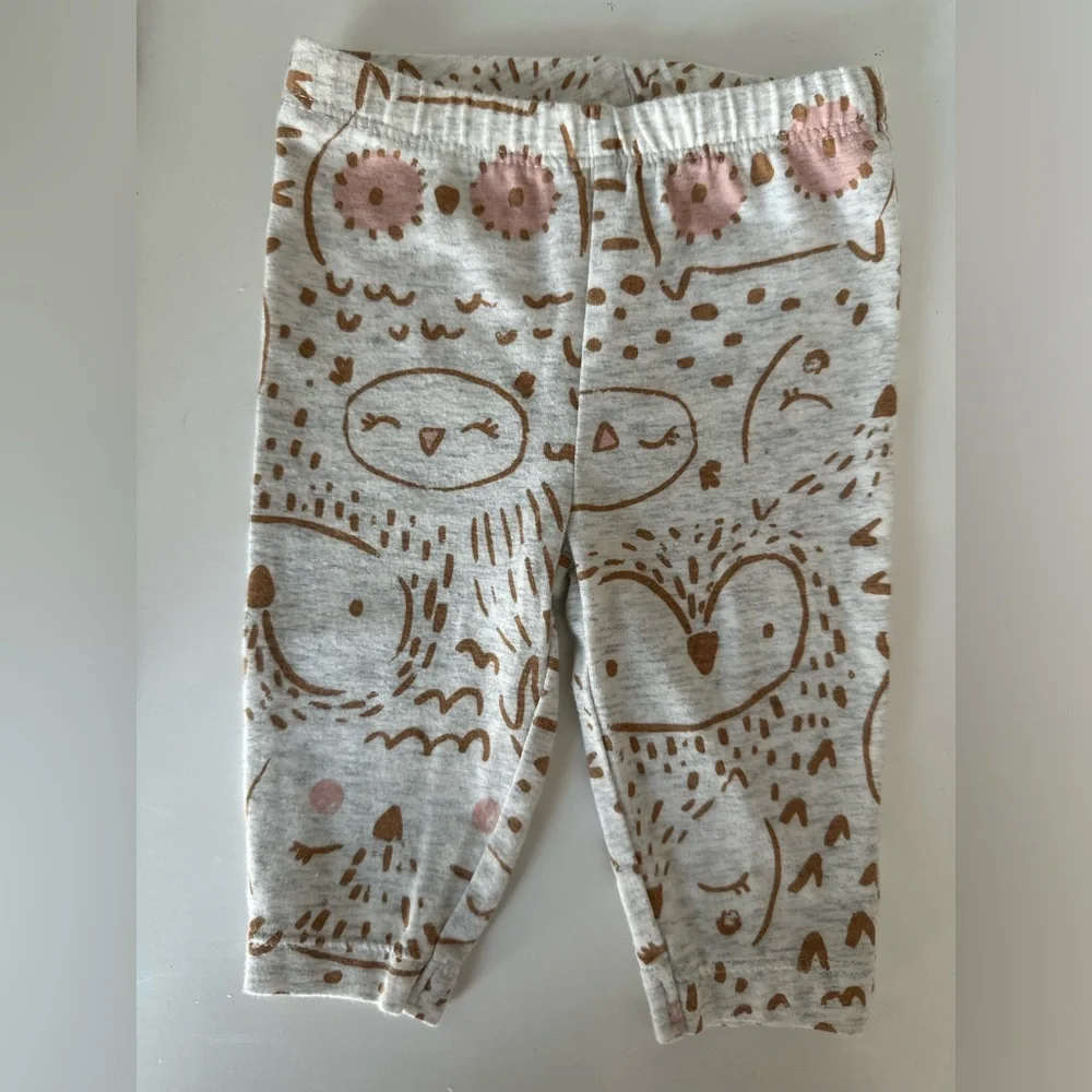 Carter’s 3M 3-Piece Matching Baby Girl Owl Outfit - Bodysuit, Leggings, & Vest